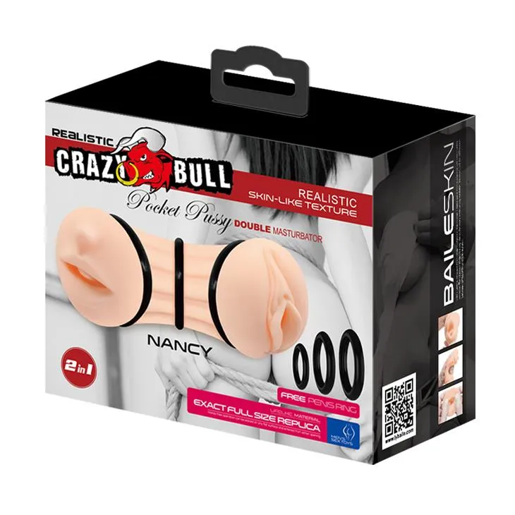 Двосторонній мастурбатор Crazy Bull Nancy (телесный)