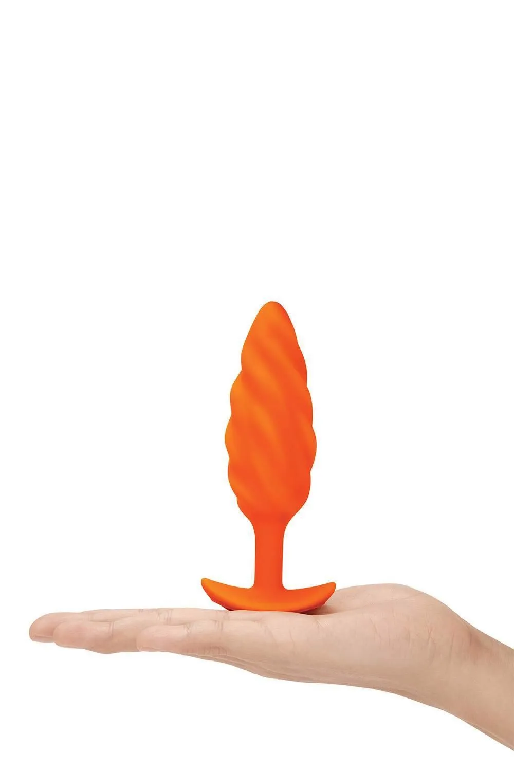 B-Vibe Swirl Texture Plug - Korek analny, Pomarańczowy, 13.5 cm