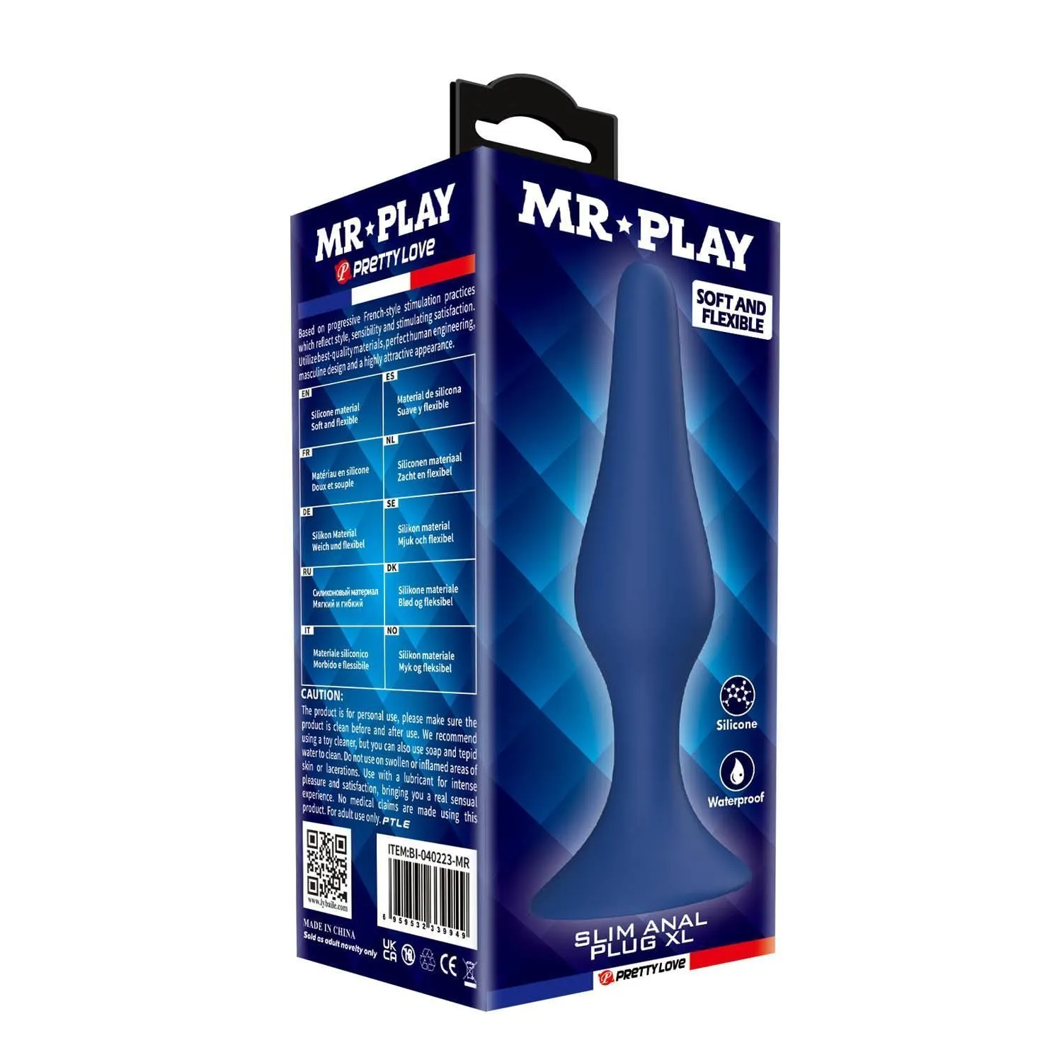 Mr. Play Slim Anal Plug - Korek analny, Niebieski, 15.4 cm, XL