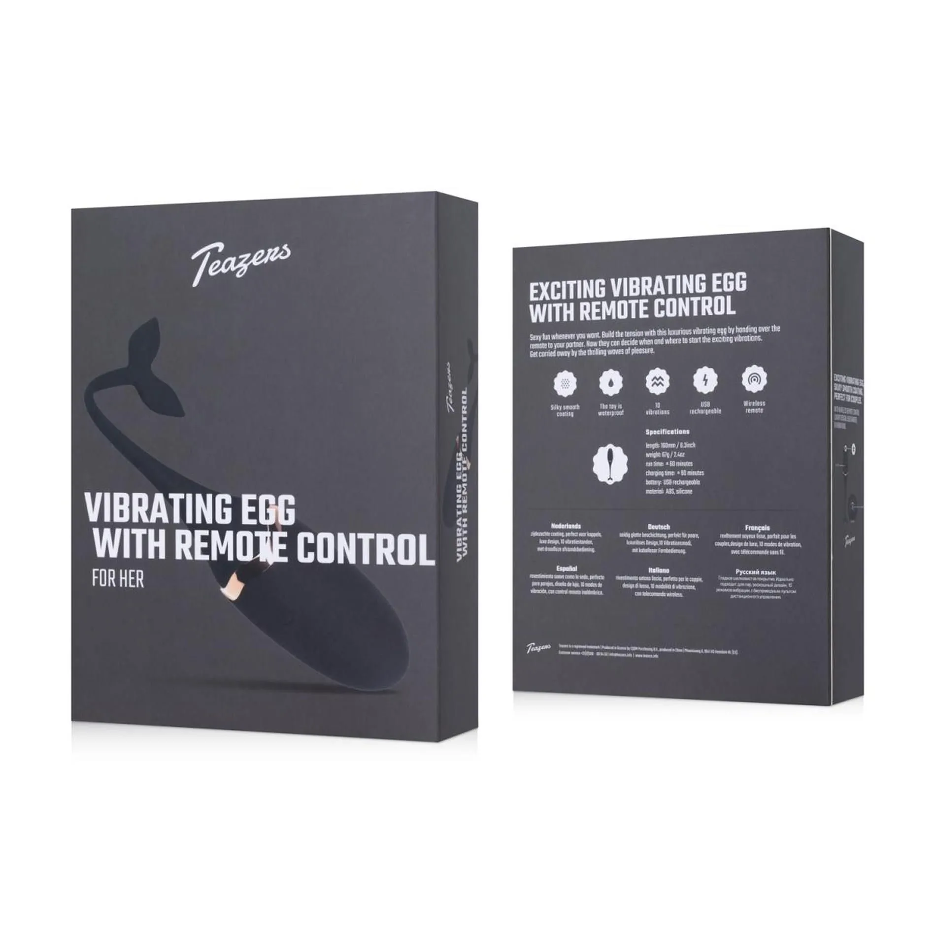 Виброяйцо Teazers Luxurious Vibrating Egg, 16 см (черный)