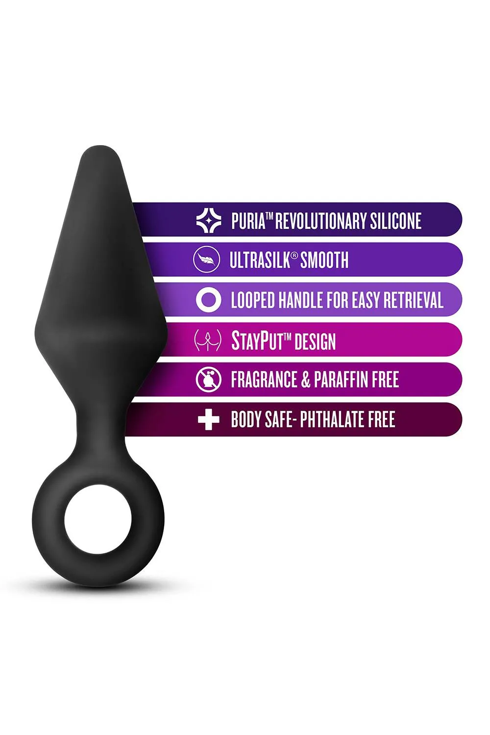Анальная пробка Anal Adventures Platinum Loop Plug Medium, 11.4 см (черный)