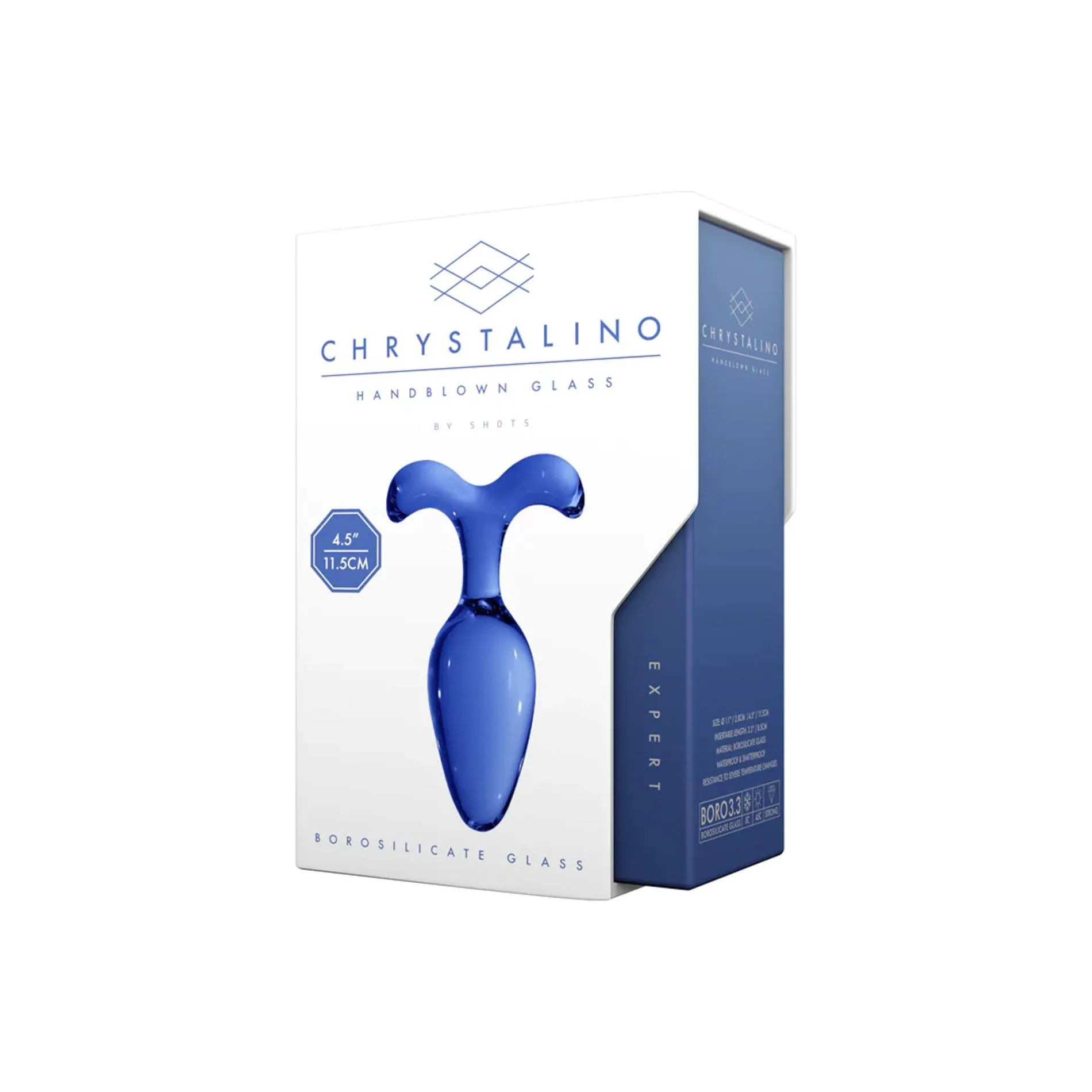 Анальная пробка Chrystalino Expert Glass Butt Plug, 11.5 см (синий)