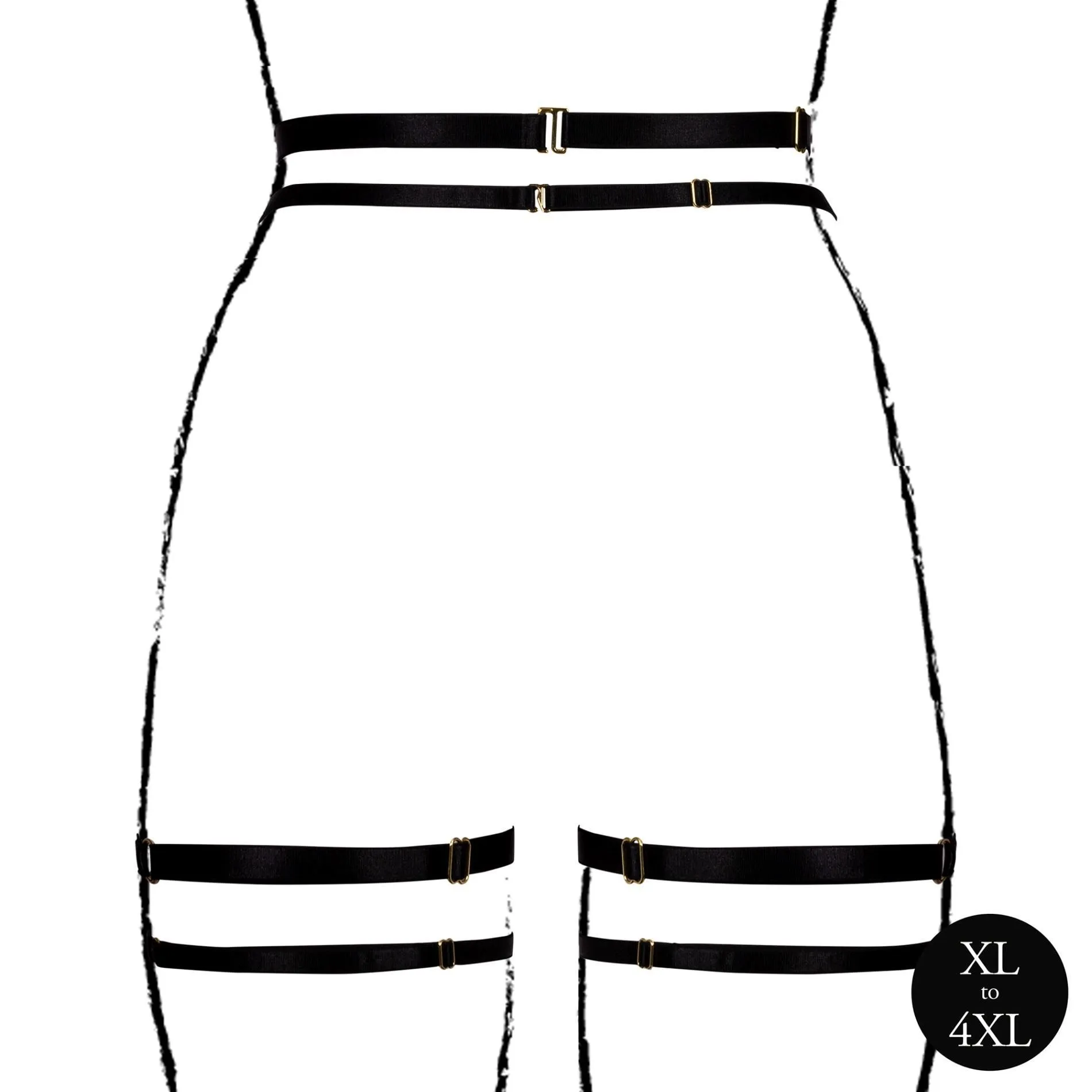 Пояс для панчіх Le Désir Double Strap Garter, Plus Size (чорний)