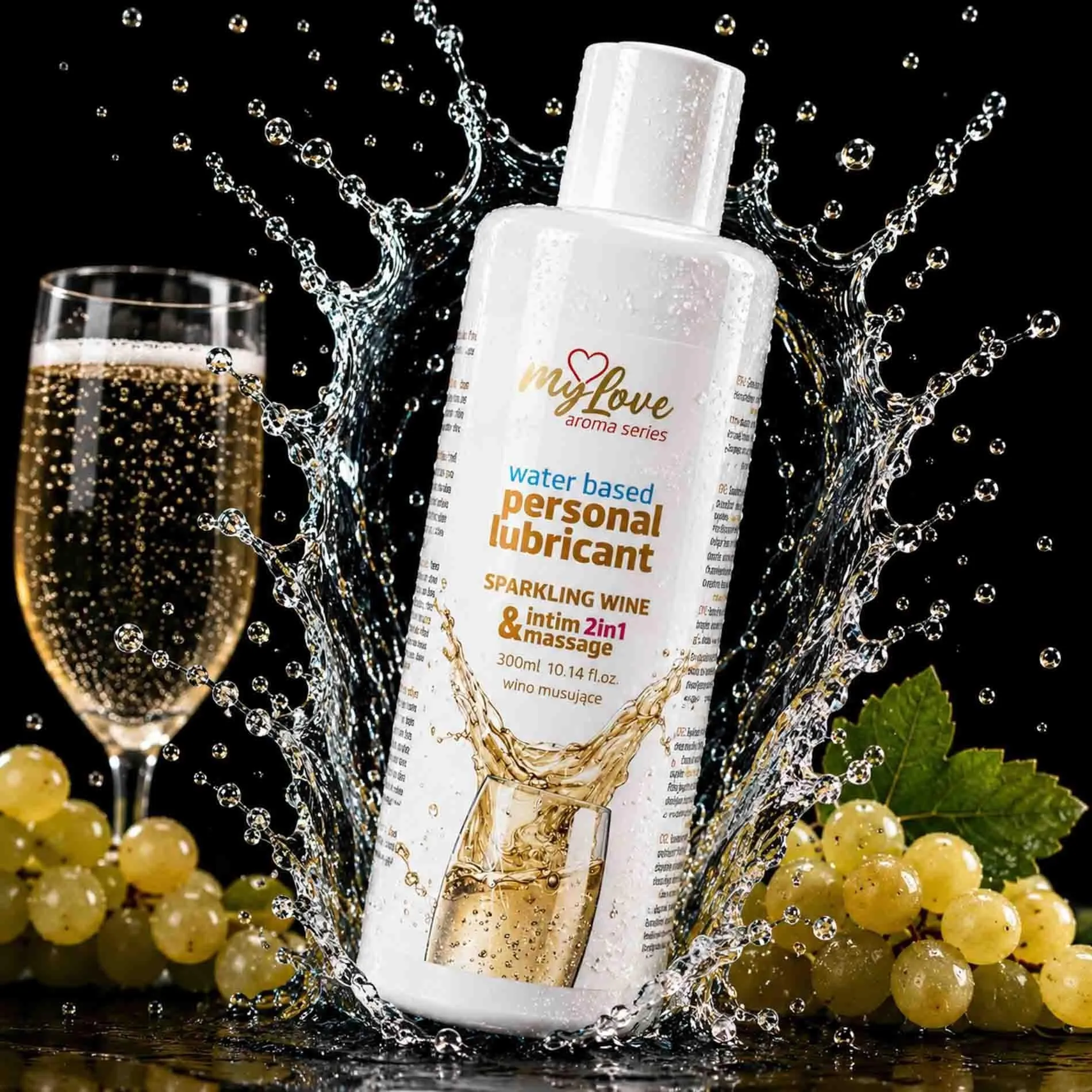 MyLove Aroma Series Intim&Massage 2in1 Sparkling Wine - Lubrykant, Szampan, 300 ml