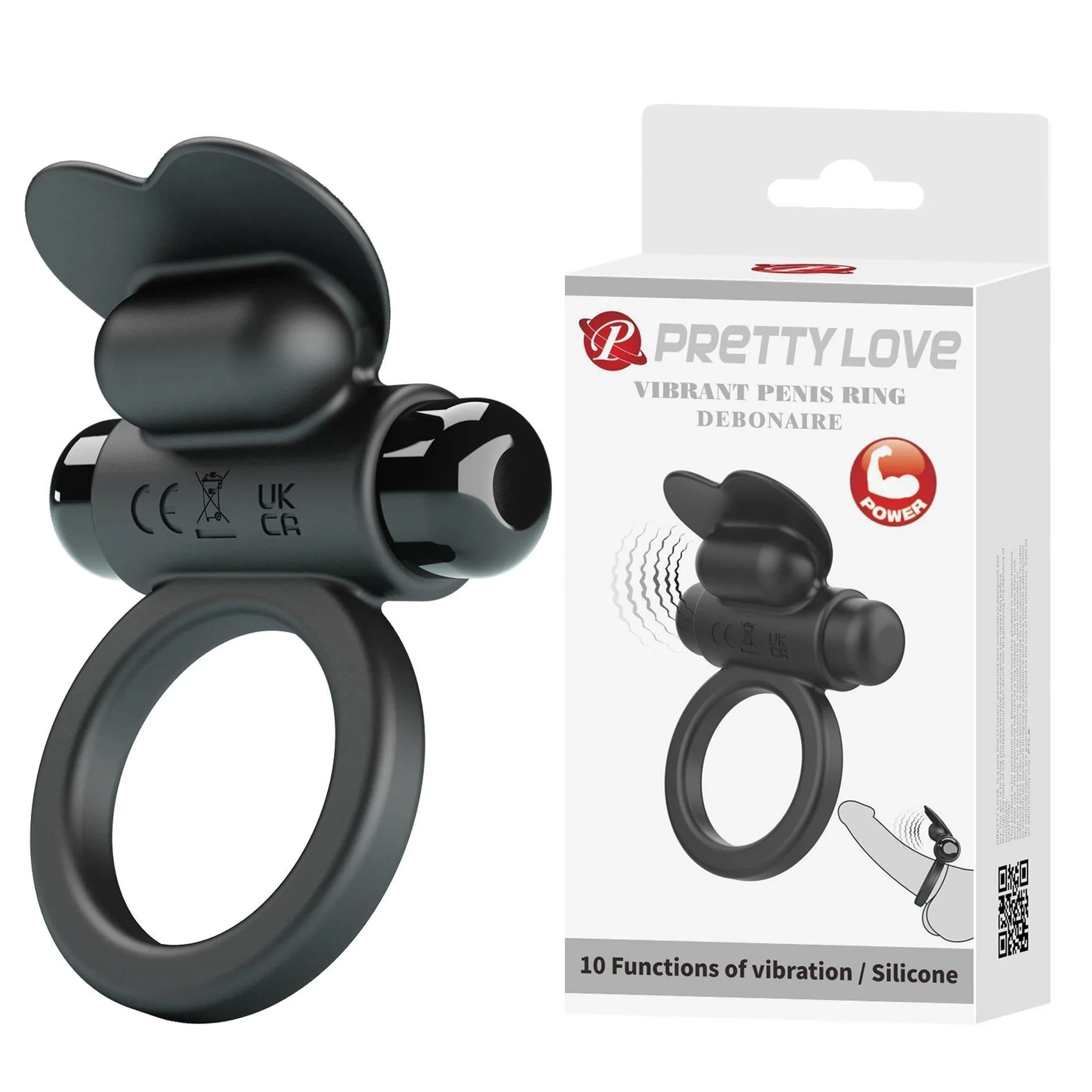 Віброкільце Pretty Love Vibrant Penis Ring Debonaire, 8,5 см (чорний)