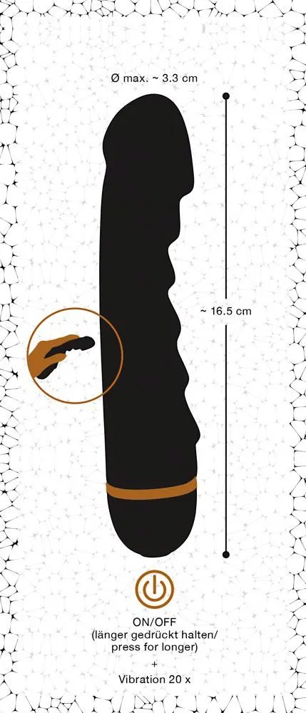 You2Toys Bendy Ripple - Wibrator, Czarny, 16, 5 cm