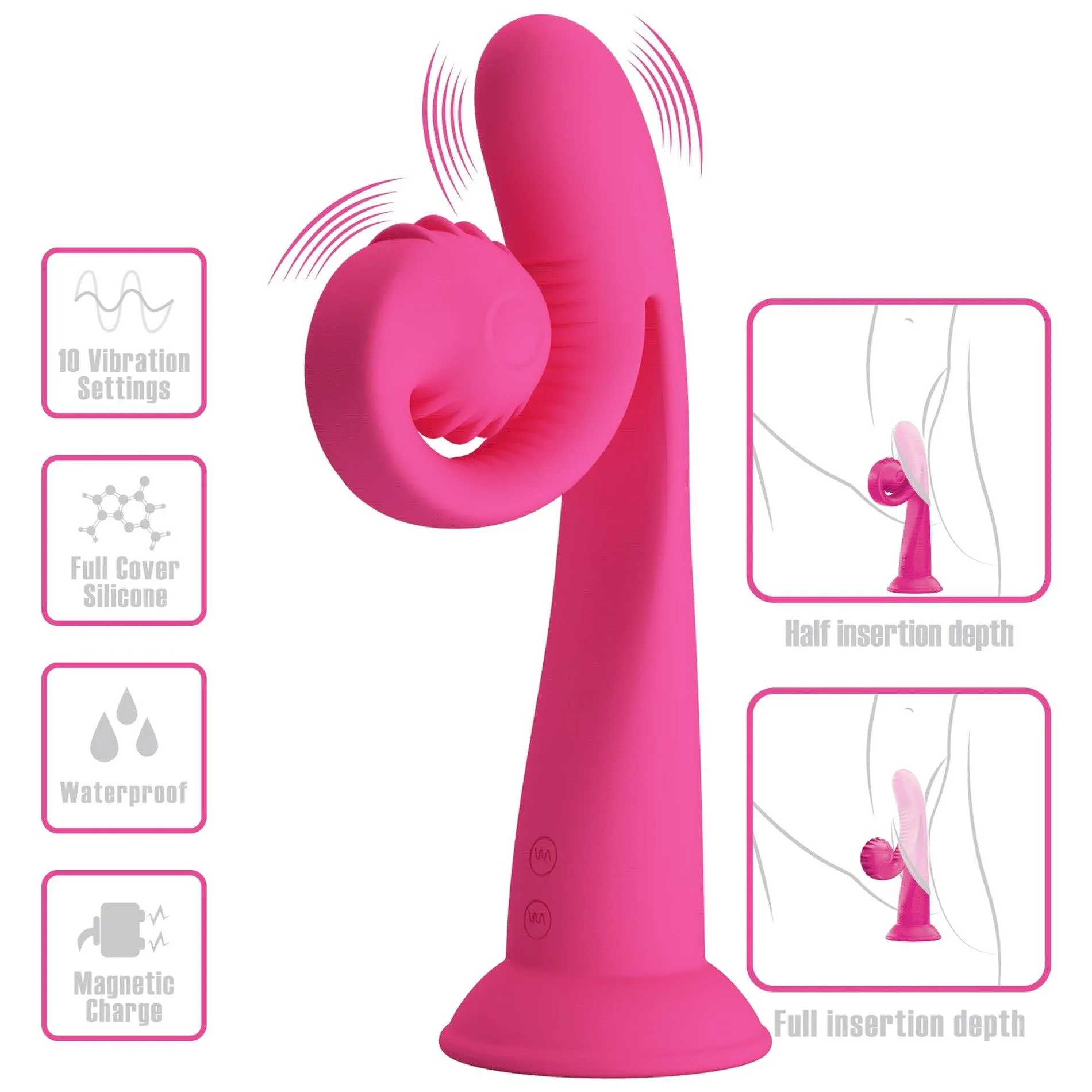 Вибратор Pretty Love Love Romance Selma Snail, 20 см (розовый)