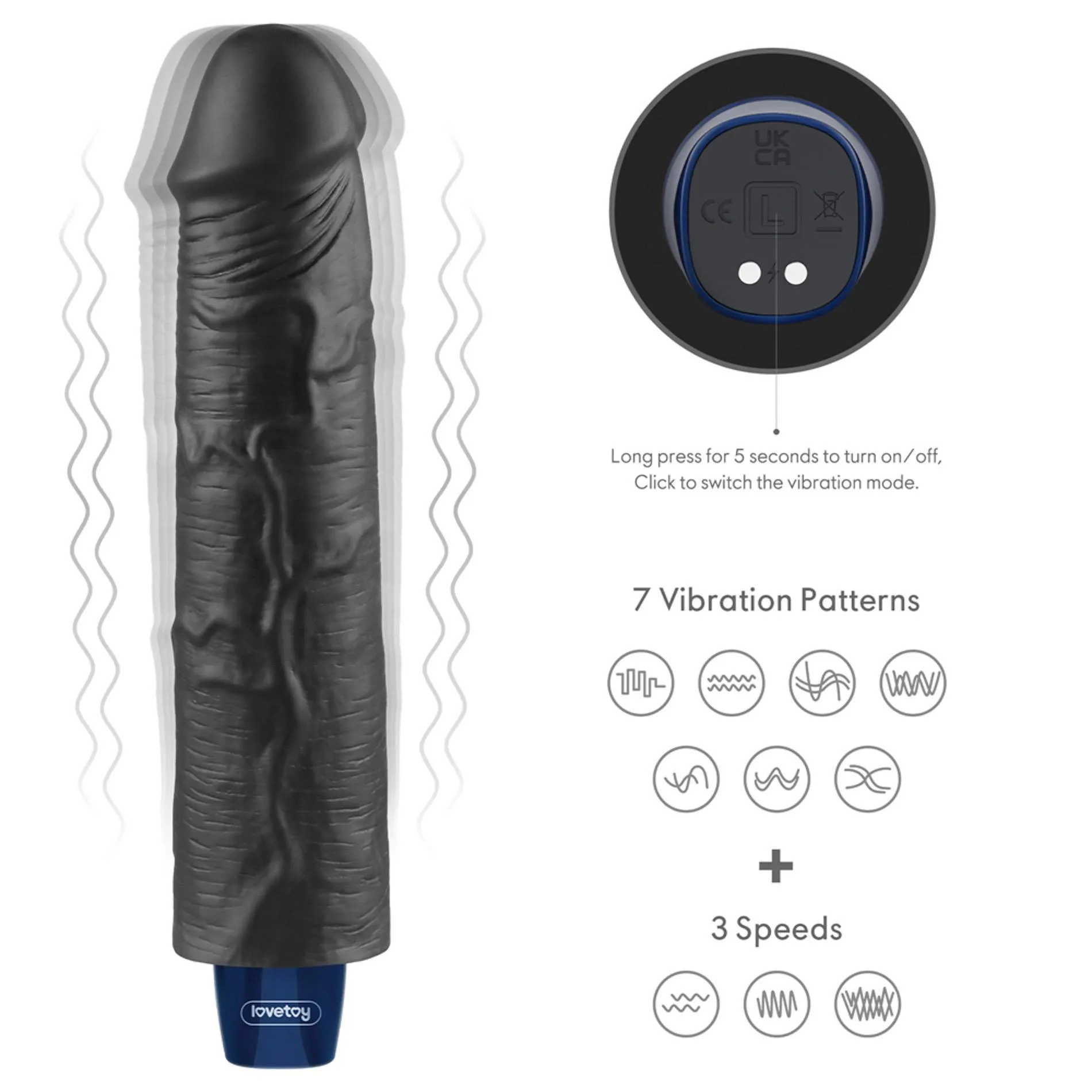 Вібратор Lovetoy Real Softee 9.5", 24 см (чорний)