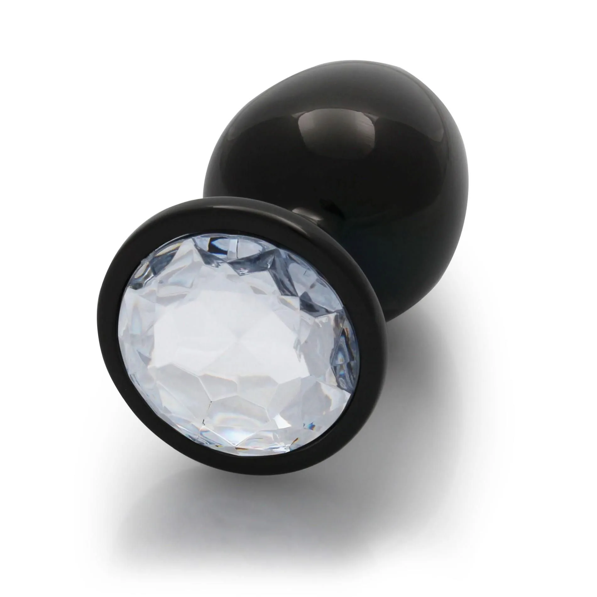 Анальная пробка Ouch! Round Gem Butt Plug L, 9.3 см (черный)