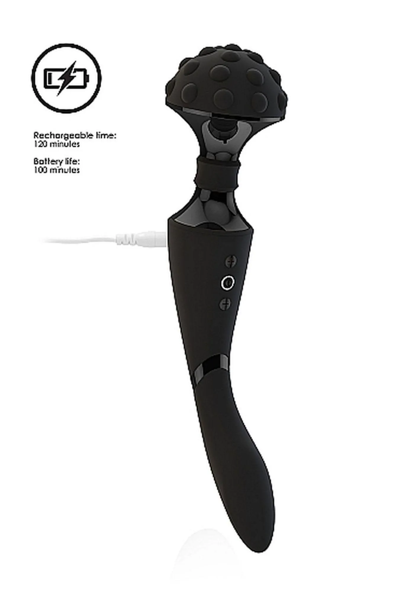 Vive Shiatsu Bendable Massager Wand - Wibromasażer, Czarny, 28.6 cm