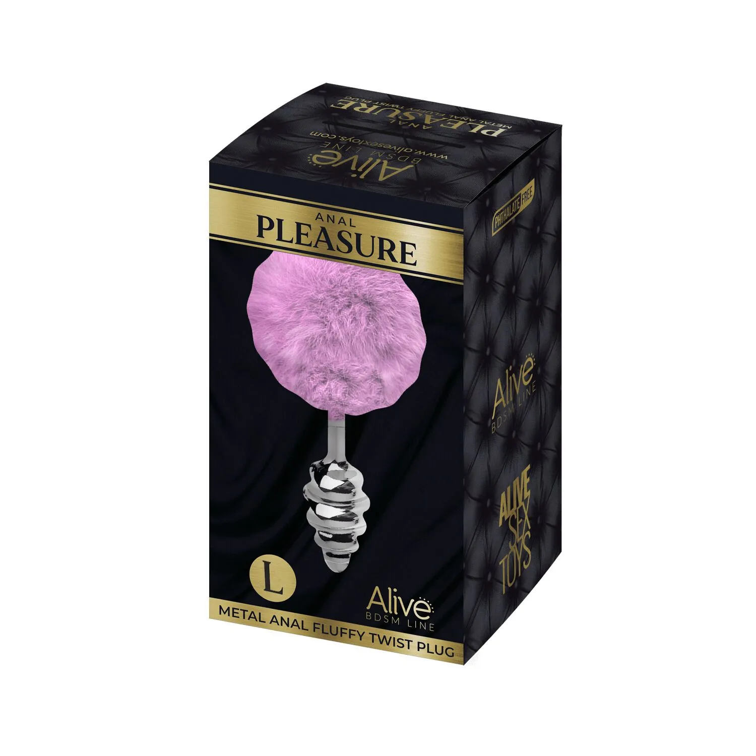 Анальная пробка Alive Anal Pleasure Metal Anal Fluffy Twist Plug L, 9 см (сиреневый)