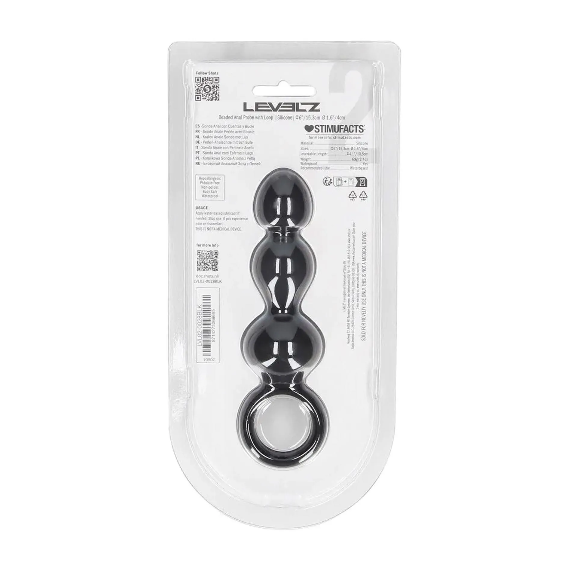 Shots Levelz - Korek analny, Czarny, 10.5 cm