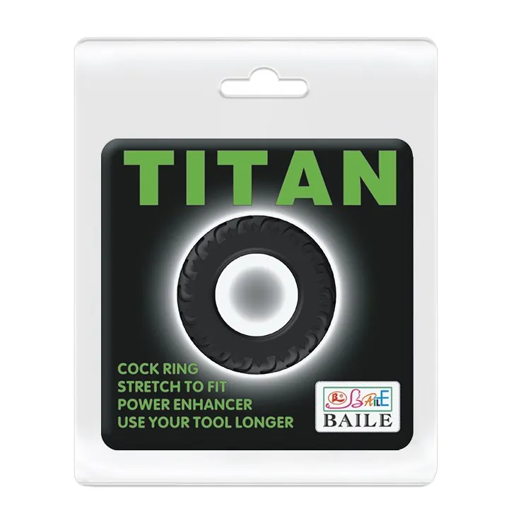 BAILE Titan Cock Ring - Pierścień erekcyjny, Czarny, 3.9 cm