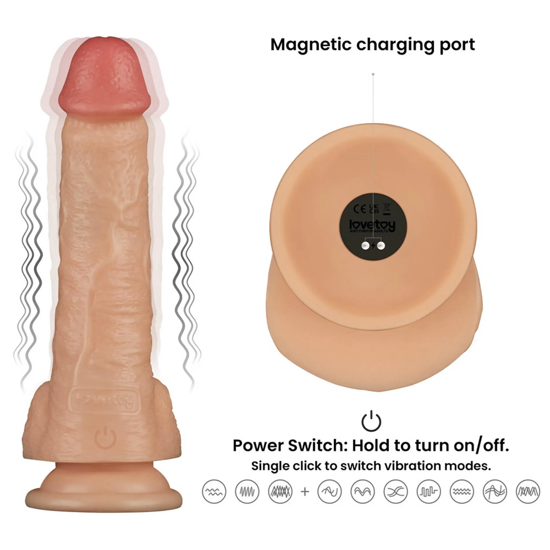 Вибратор Lovetoy Power Basics Cock 8'', 20.3 см (телесный)