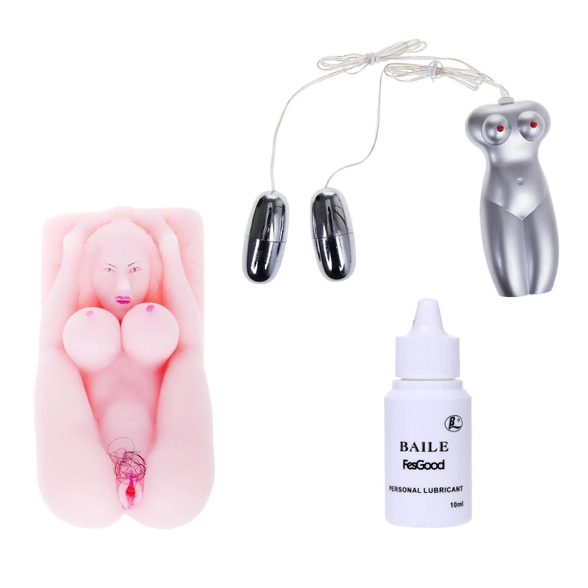 BAILE Vibration Sex talk Double holes - Masturbator, Różowy, 25 cm