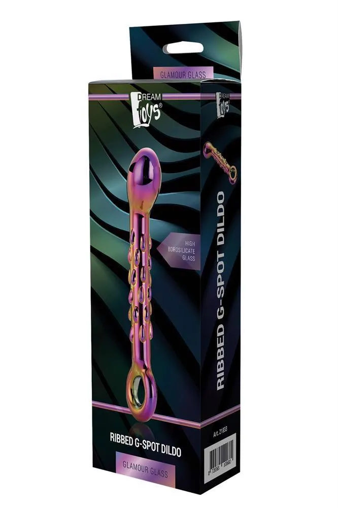Фаллоимитатор Glamour Glass Ribbed G-Spot, 18 см (мульти)