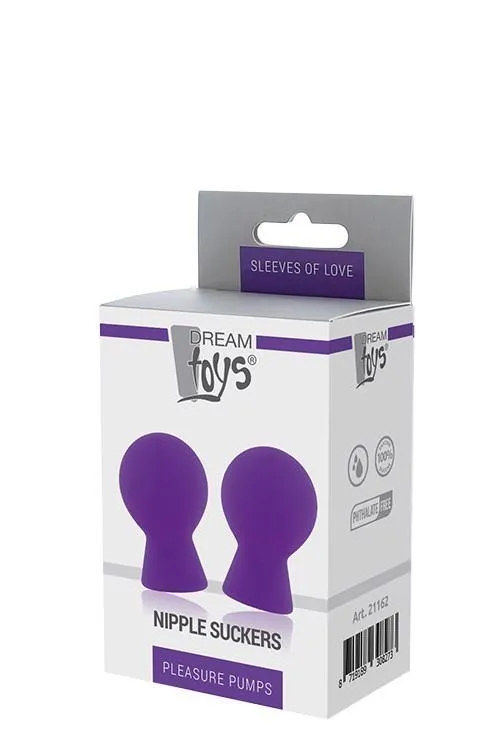 Dream Toys Lit-Up Silicone Nipple Suckers Pleasure Pumps - Pompki do sutek, Fioletowy, 7 cm