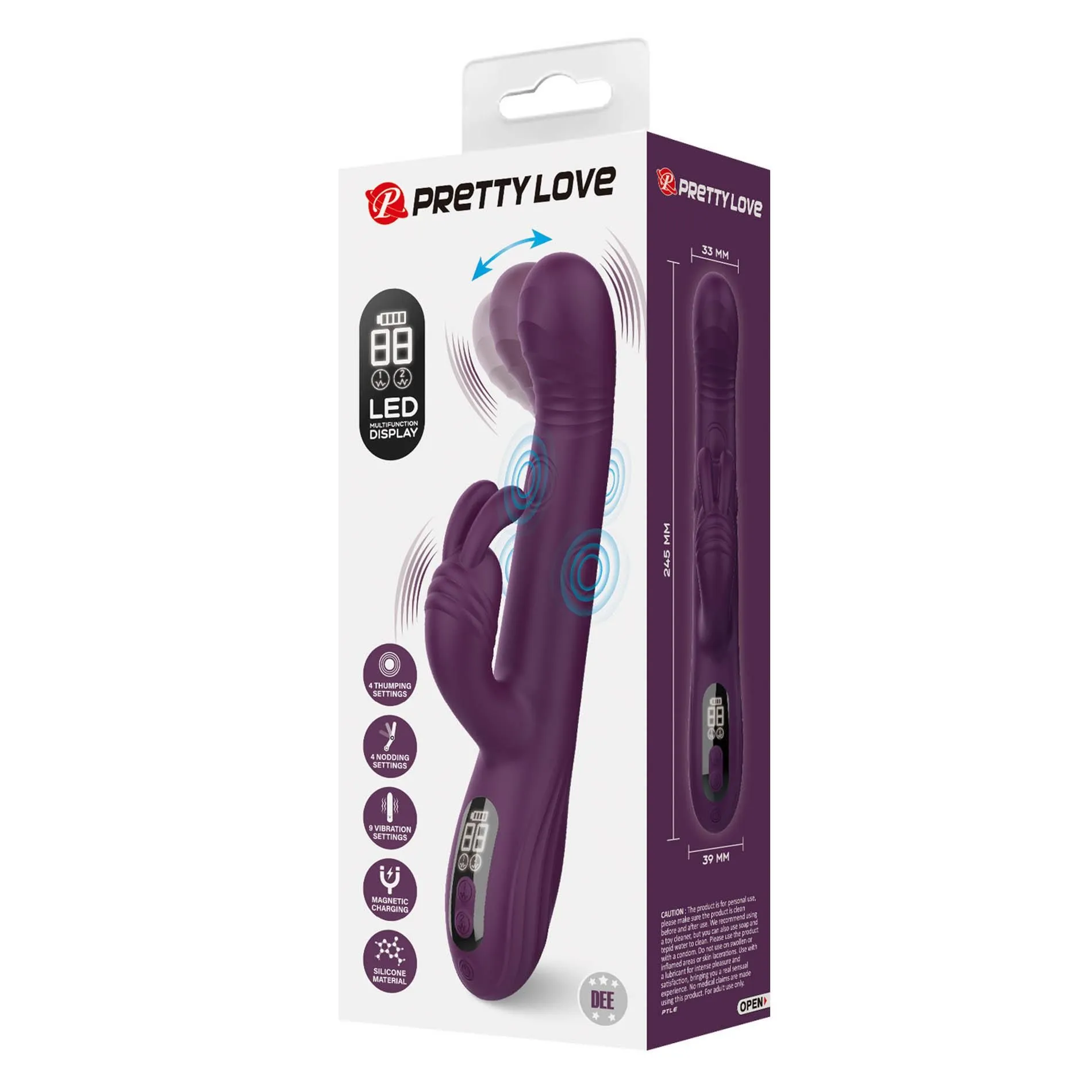 Вібратор-кролик Pretty Love Dee Purple, 23.9 см (фіолетовий)