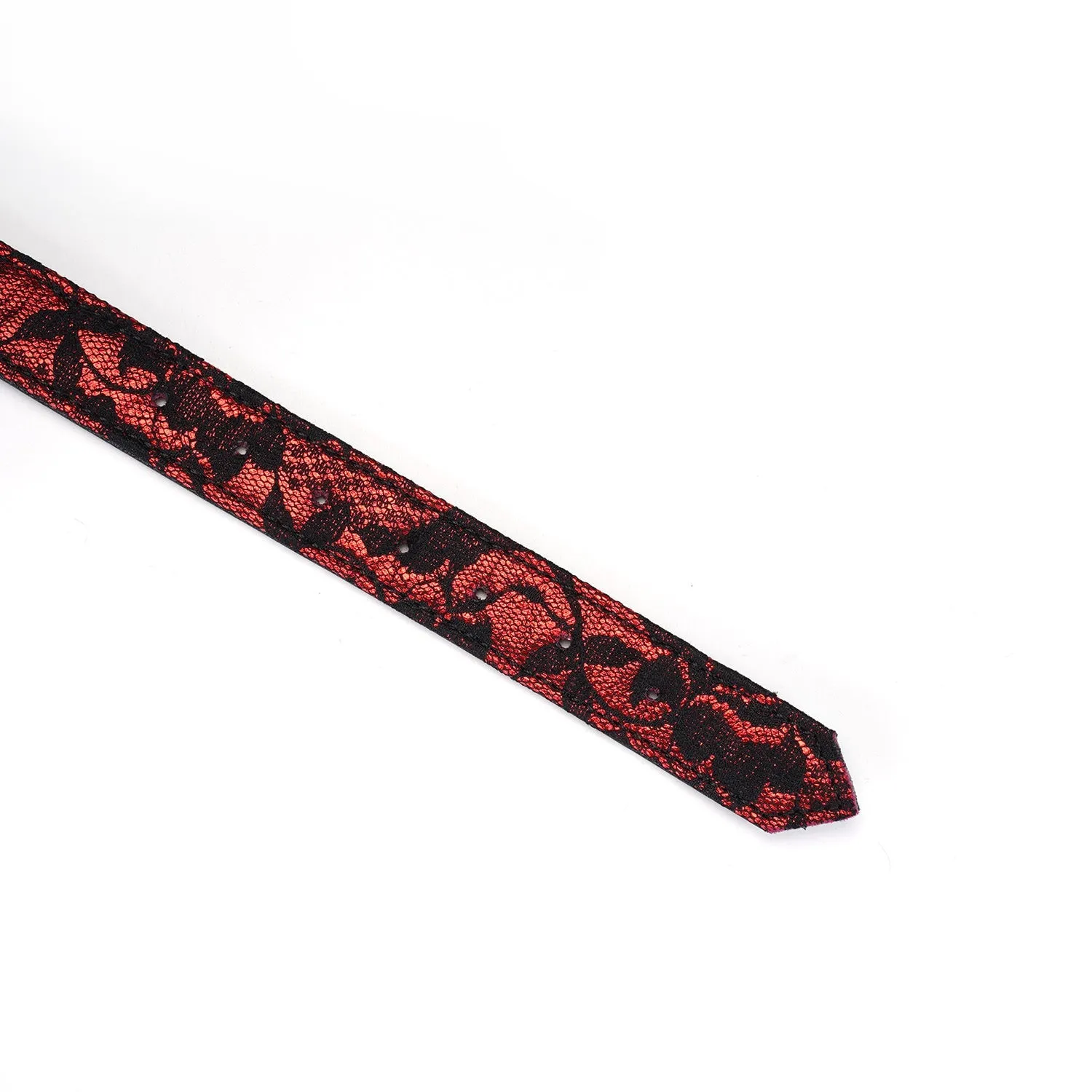 Liebe Seele Victorian Garden Lace - BDSM obroża, Czarny-Czerwony, 45 cm