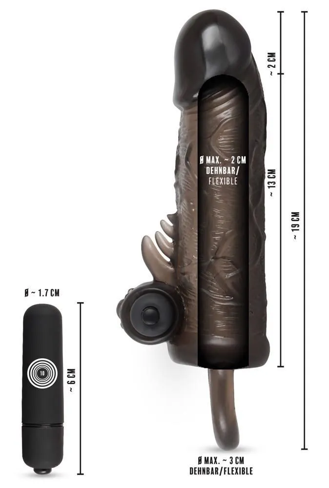 Насадка на пеніс Rebel Extension Regular Fit Penissleeve, 19 см (чорний)