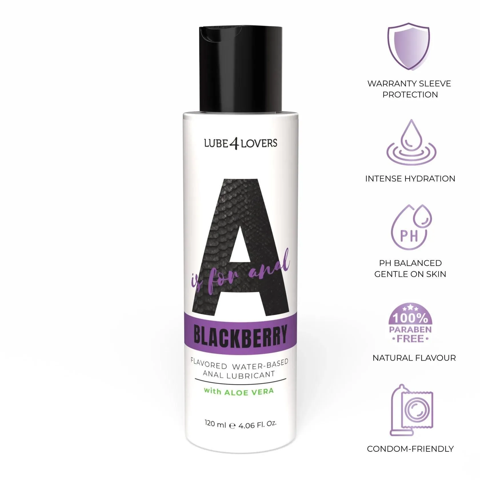 Lube4lovers A is for Anal Blackberry - Lubrykant analny, Jeżyna, 120 ml