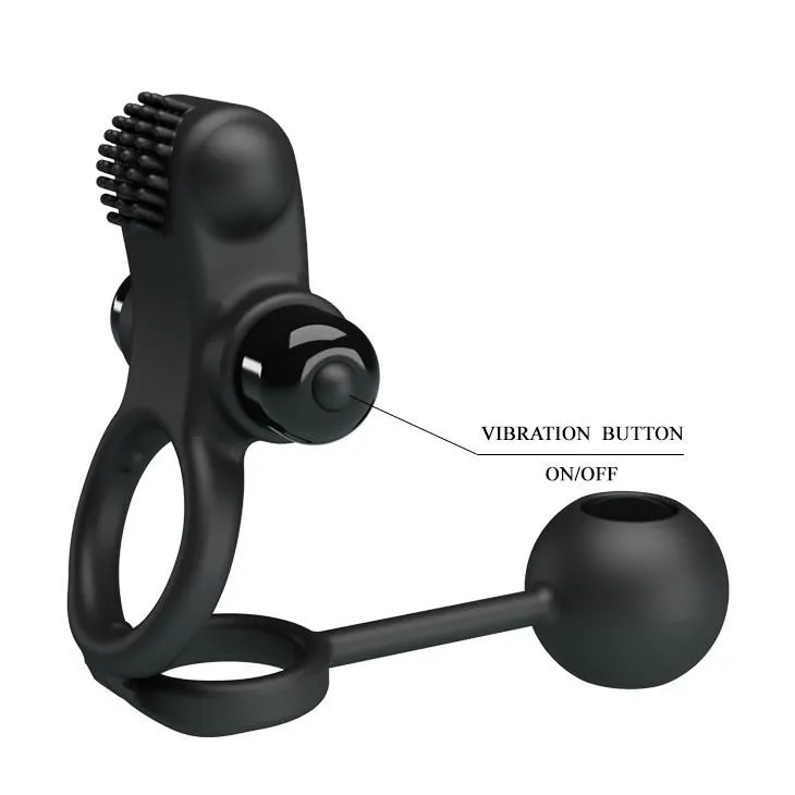 Ерекційне кільце Pretty Love Vibro Penis Sleeve IV, 20.3 см (чорний)