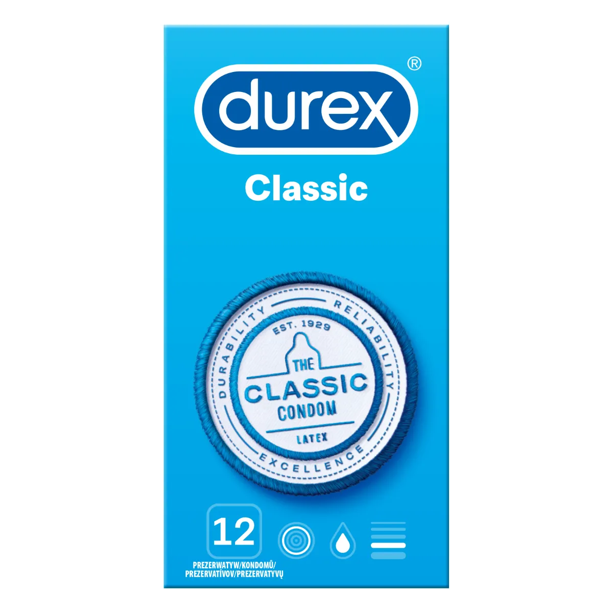 Durex Classic - Prezerwatywy, Przezroczysty, 19.5 cm