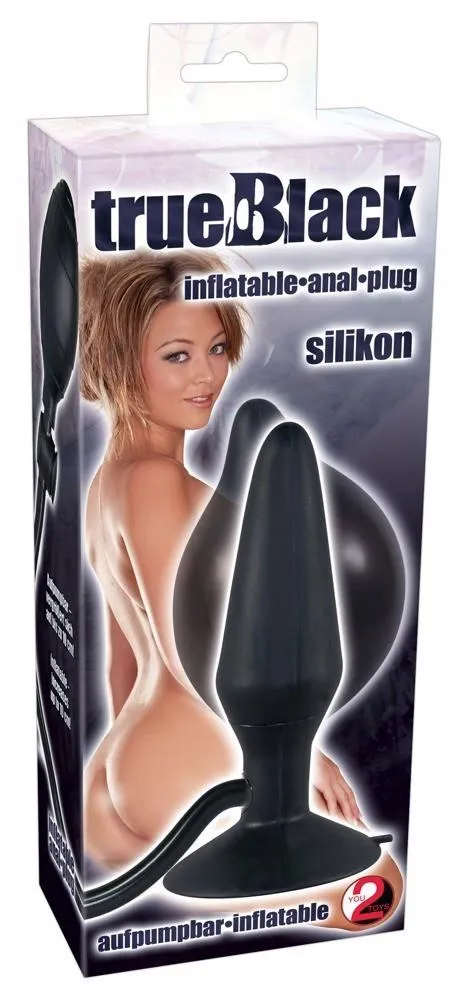 Анальная пробка True Black Inflatable Anal Plug, 15 см (черный)