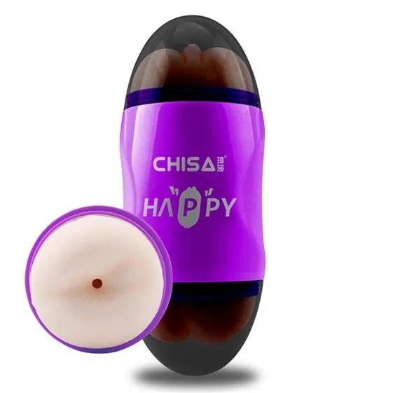 Chisa Happy Cup Mouth & Ass - Masturbator podwójny, Fioletowy, 19 cm