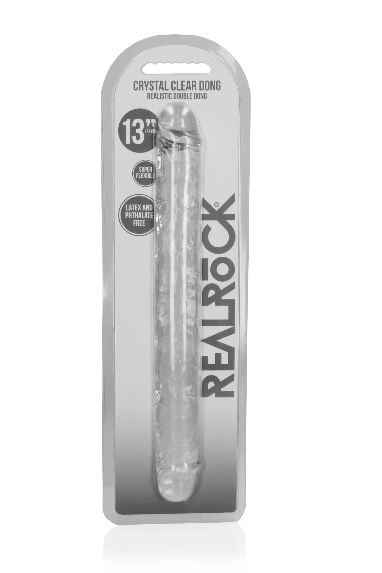 Двухсторонний фаллоимитатор RealRock Realistic Double Dong, 34 см (прозрачный)