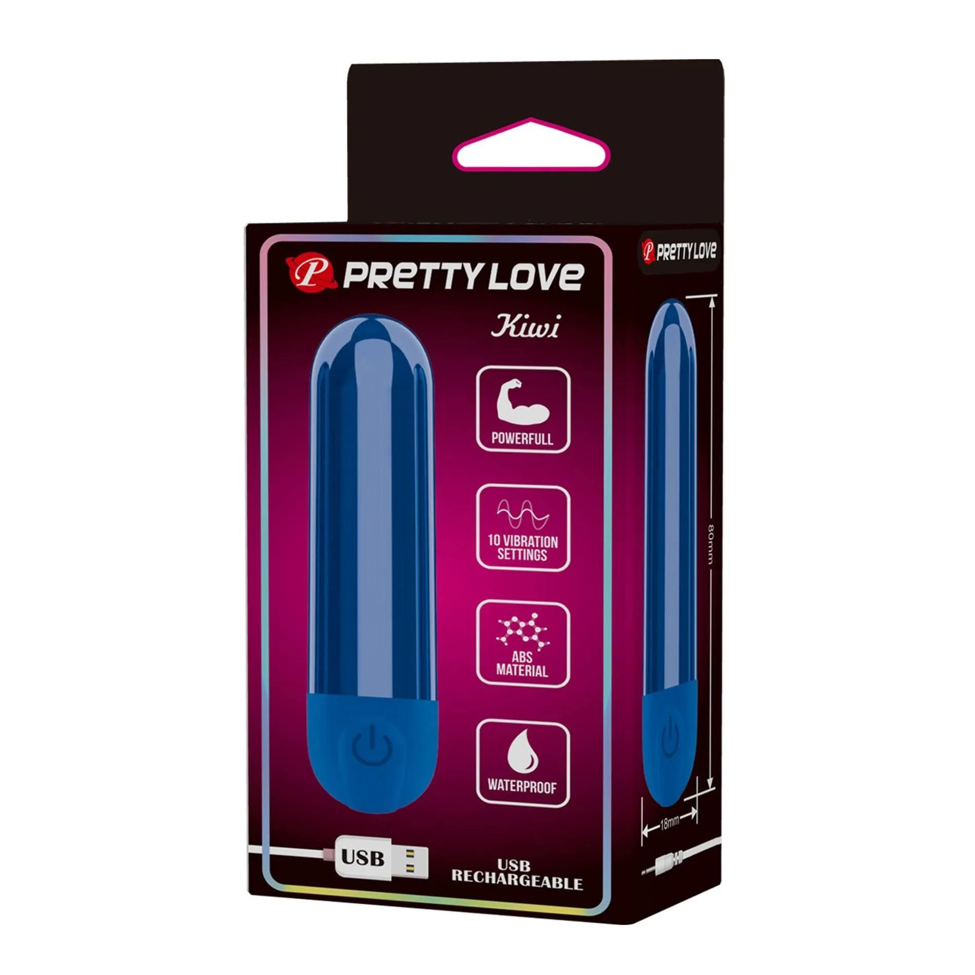 Мини-вибратор Pretty Love Kiwi Powerfull, 8 см (синий)