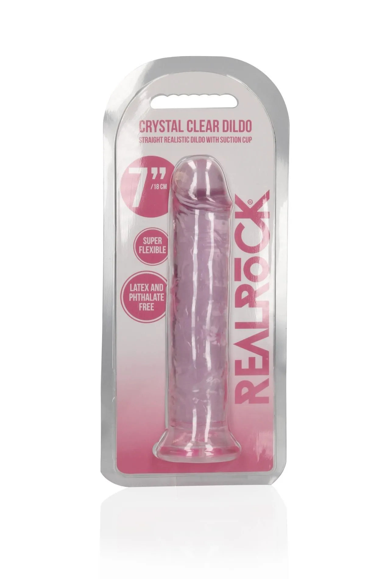 Фалоімітатор RealRock Crystal Clear Realistic Dildo 7'', 20 см (różowy)
