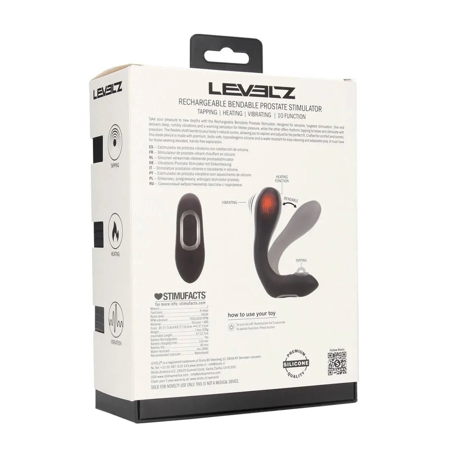 Shots Rechargeable Bendable Prostate Stimulator - Stymulator prostaty, Czarny