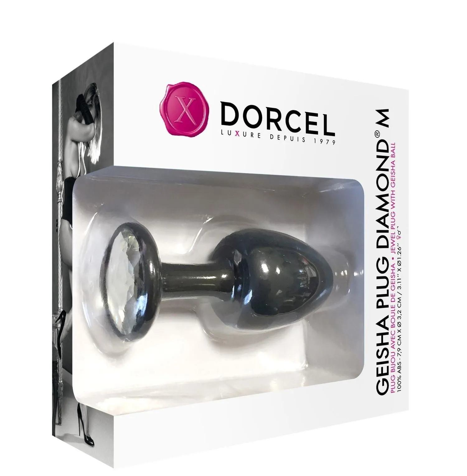 Анальна пробка Dorcel Geisha Plug Diamond M, 8 см (чорний)