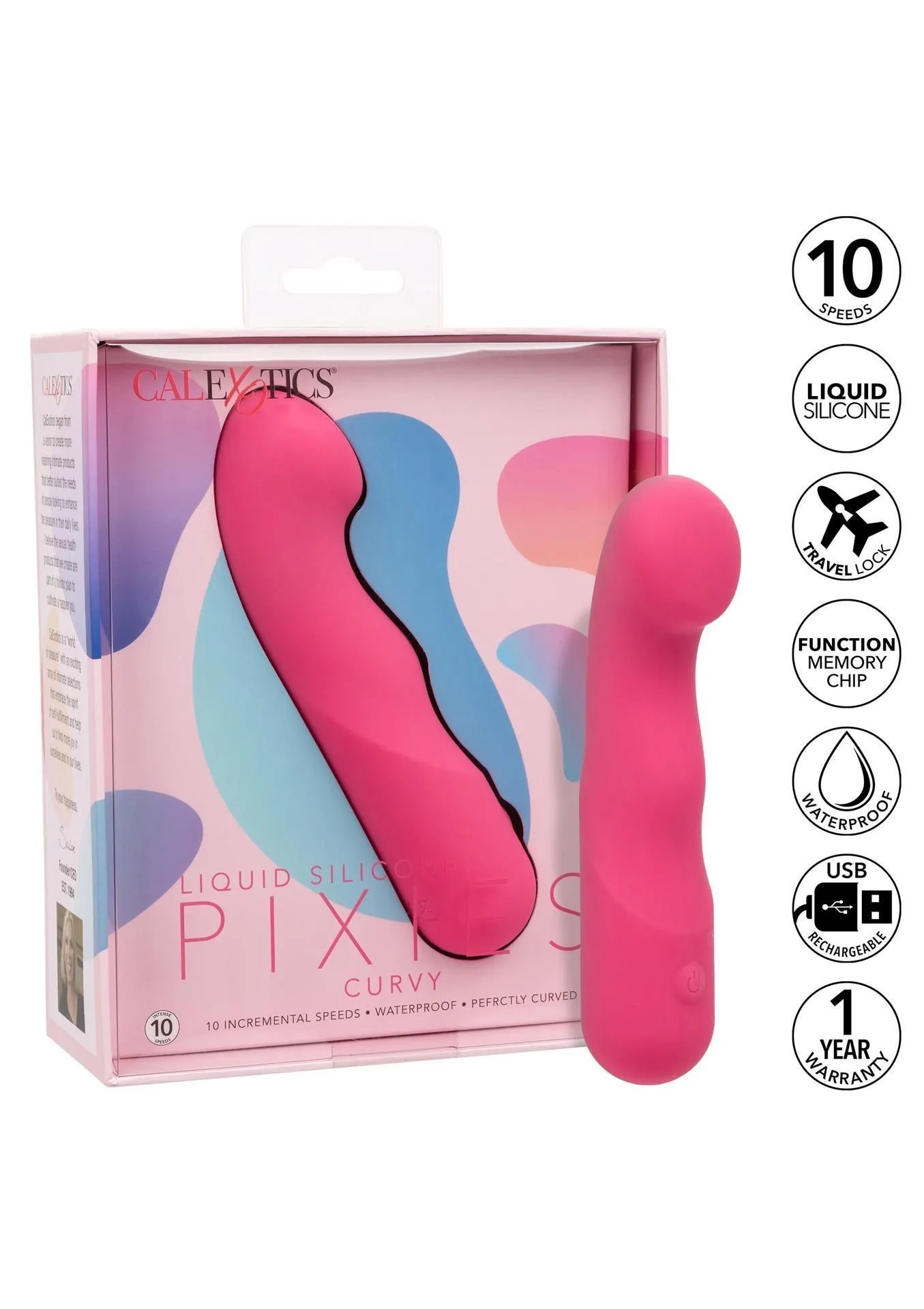 Мини-вибратор Calexotics Pixies Curvy, 10.7 см (розовый)