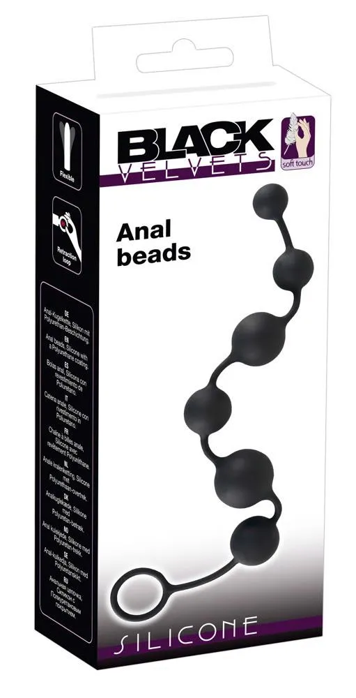Анальные бусы Black Velvets Anal Beads, 40 cm (черный)