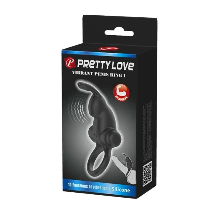 Ерекційне кільце Pretty Love Vibrant Penis Ring I, 11,3 см (чорний)