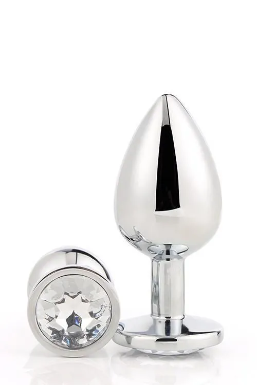 Анальная пробка с кристалом Dream Toys Gleaming Love Silver Plug Small. 7 см (прозрачный)
