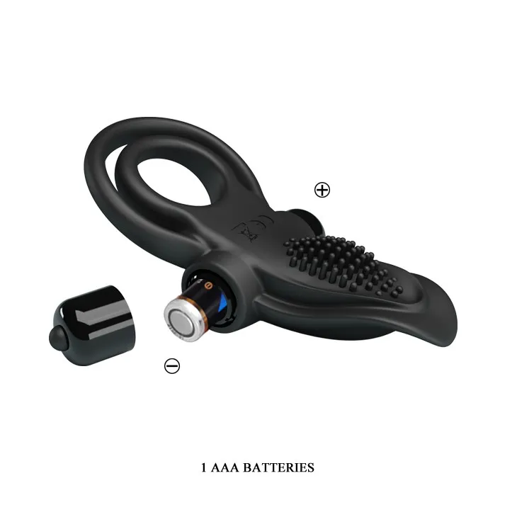 Эрекционное кольцо на пенис с вибрацией Pretty Love Vibro Penis Ring, 11,3 см (черный)