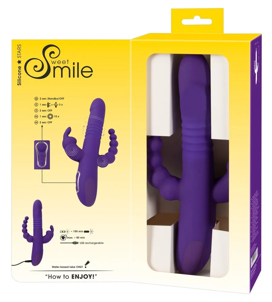 Sweet Smile Thrusting Pearl Triple - Wibrator, Fioletowy, 24, 8 cm