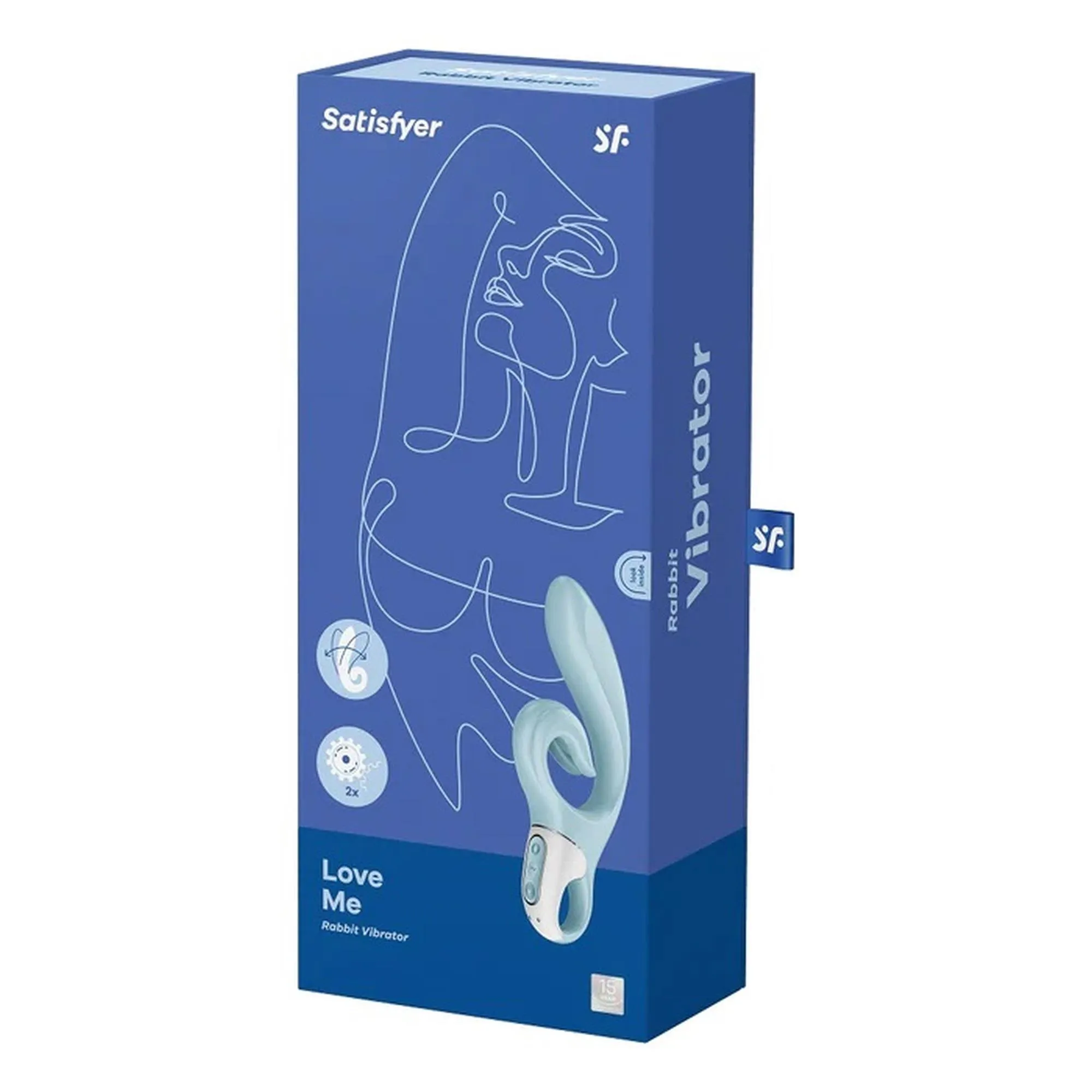 Satisfyer Love Me - Wibrator królik, Niebieski, 22 cm