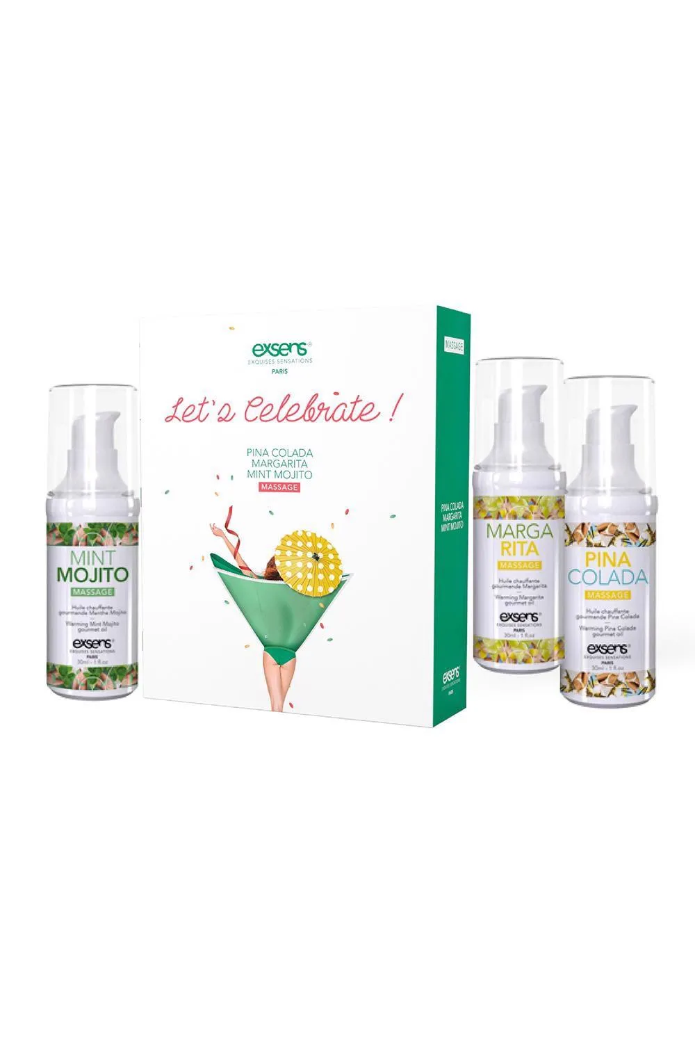 Набор массажных масел Exsens Let's Celebrate! Warming Gourmet, 3 x 30 мл