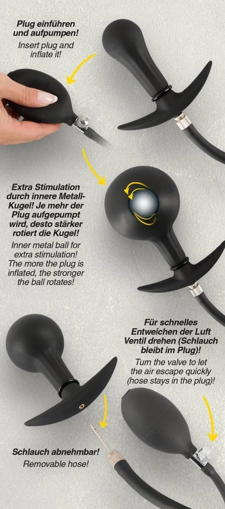 Orion Inflatable Plug - Korek analny, Czarny, 8 cm