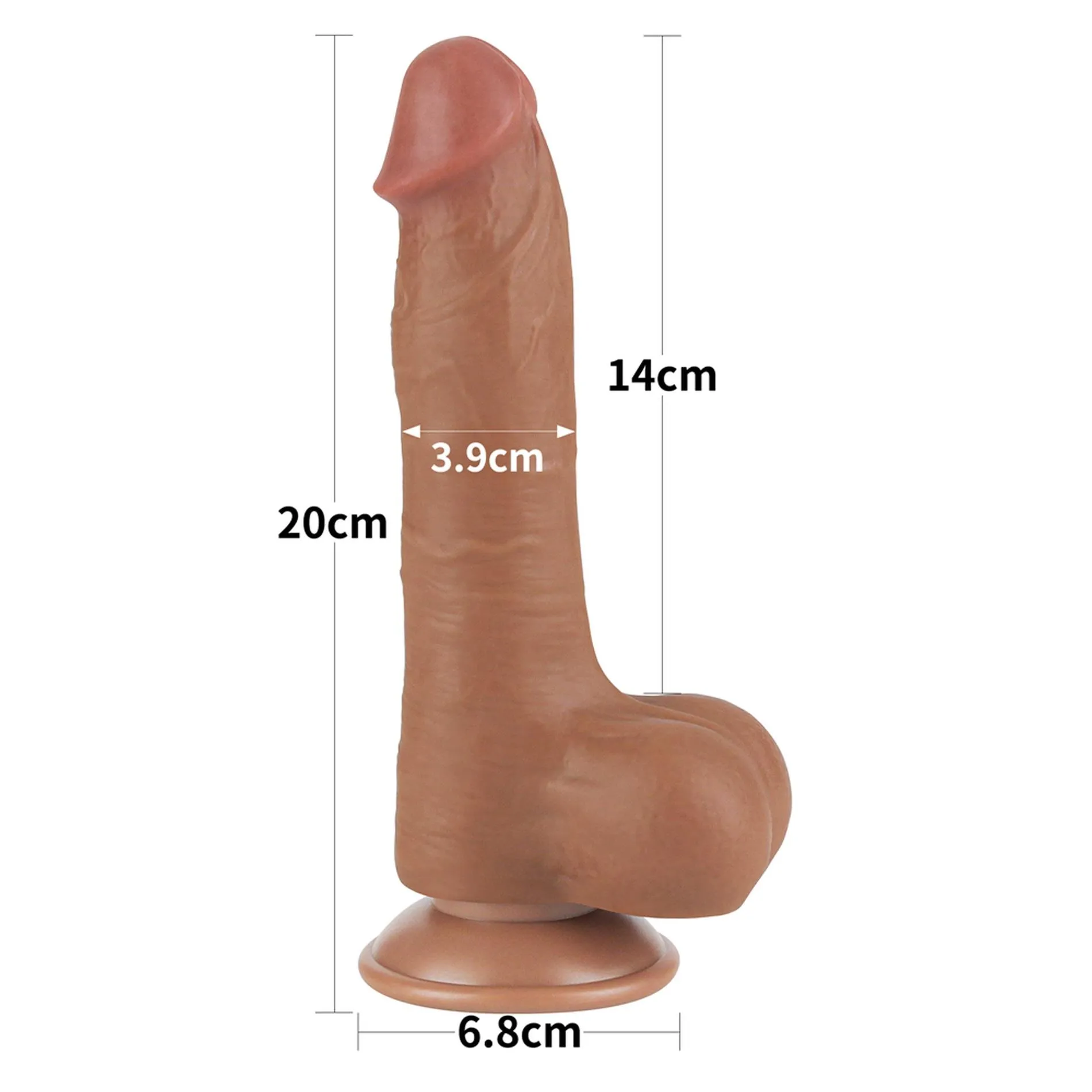 Lovetoy Sliding-Skin Dual Layer Dong 8'' - Dildo, Brązowy, 20 cm
