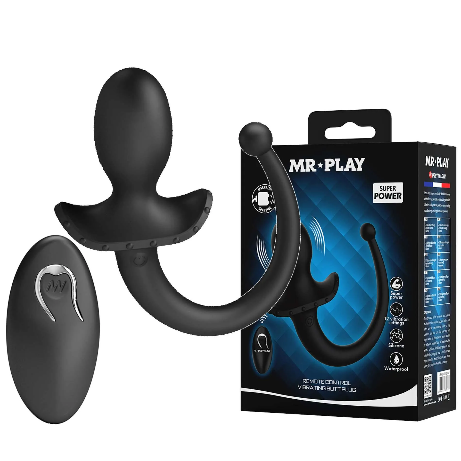Mr. Play Remote Control - Korek analny, Czarny, 15 cm