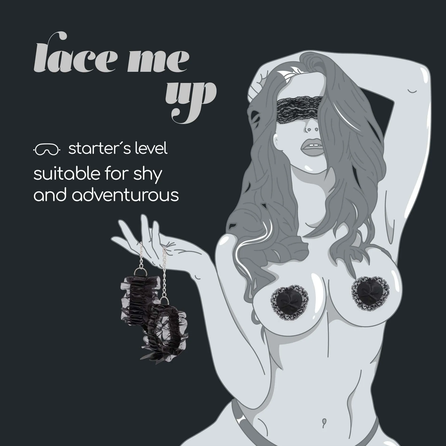 Crushious Lace Me Up - Zestaw do bondage, Czarny