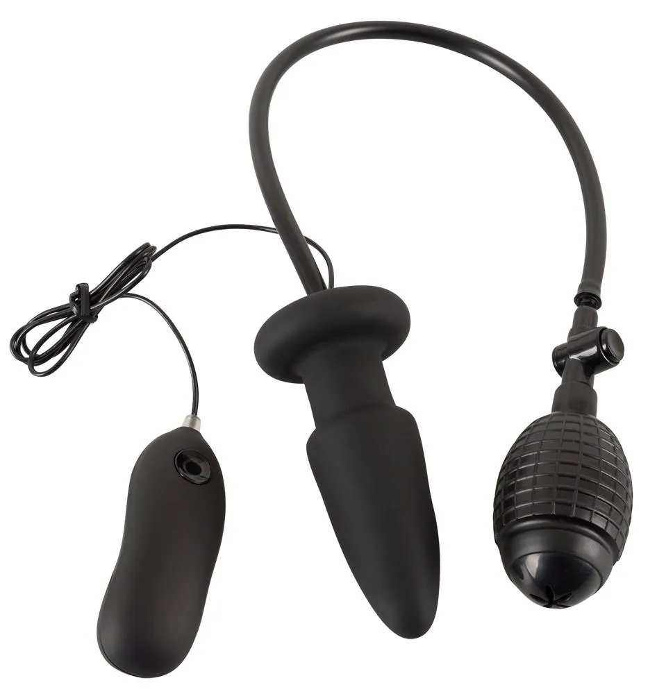 Анальная пробка Orion Inflatable + Vibrating Butt Plug, 12.2 см (черный)