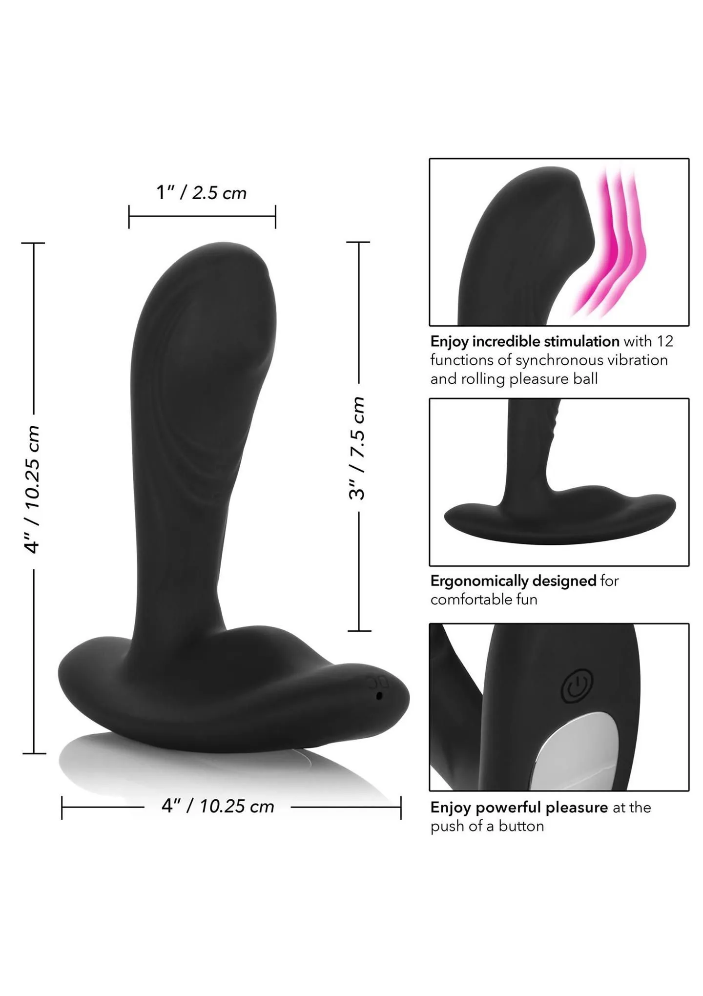 Стимулятор простати CalExotic Eclipse Roller Ball Probe, 10,3 см (чорний)