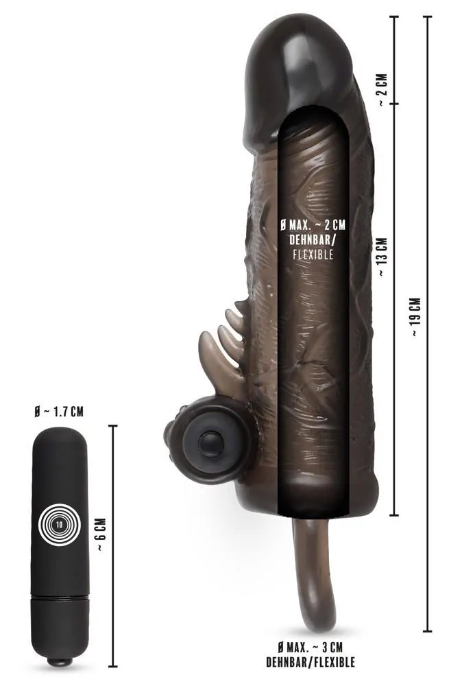 Насадка на пенис Rebel Extension Regular Fit Penissleeve, 19 см (черный)