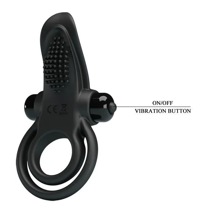 Ерекційне кільце на пеніс з вібрацією Pretty Love Vibro Penis Ring, 11,3 см (чорний)